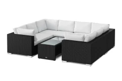 Comfort Garden Bahamas U-formet utendørs loungegruppe med lukket avslutning, 8-seters med bord og hylle