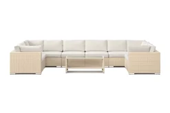 Comfort Garden Bahamas U-formet utendørs loungegruppe med lukket avslutning, 10-seters med bord og hylle