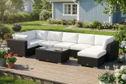 Comfort Garden Bahamas U-formet utendørs loungegruppe 7-seters med vendbar divan og bord