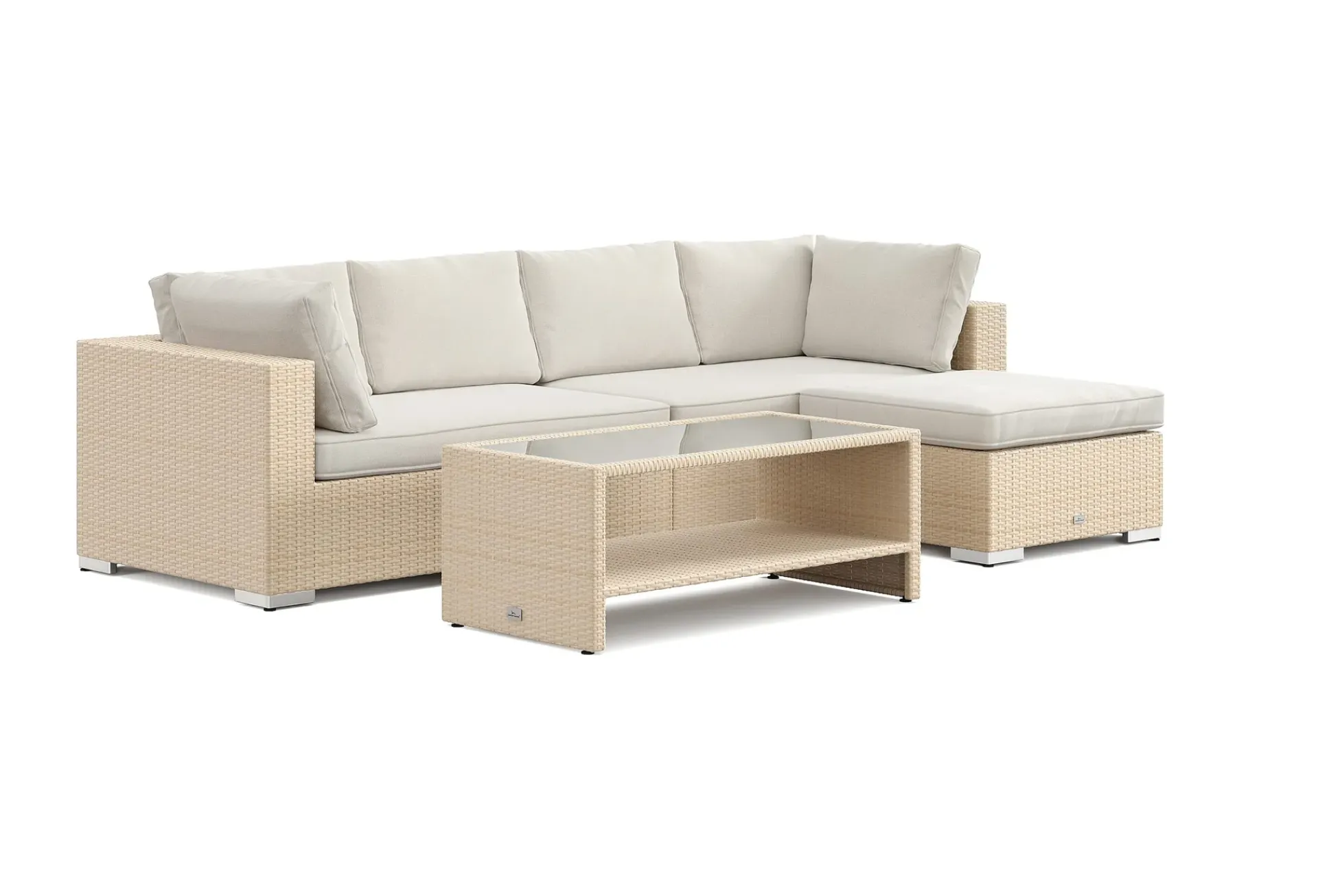 Comfort Garden Bahamas utendørs divansofa 5-seters med vendbar divan og bord med hylle