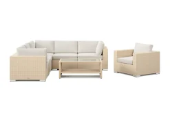 Comfort Garden Loungemøbler Salg|Loungesett-Bahamas utendørs hjørnesofa 6-seters vendbar med lenestol og bord med hylle
