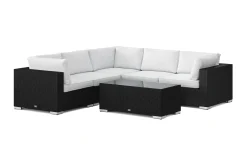 Comfort Garden Bahamas utendørs hjørnesofa 5-seters vendbar med åpen avslutning og bord