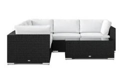 Comfort Garden Bahamas utendørs hjørnesofa 5-seters vendbar med åpen avslutning og bord