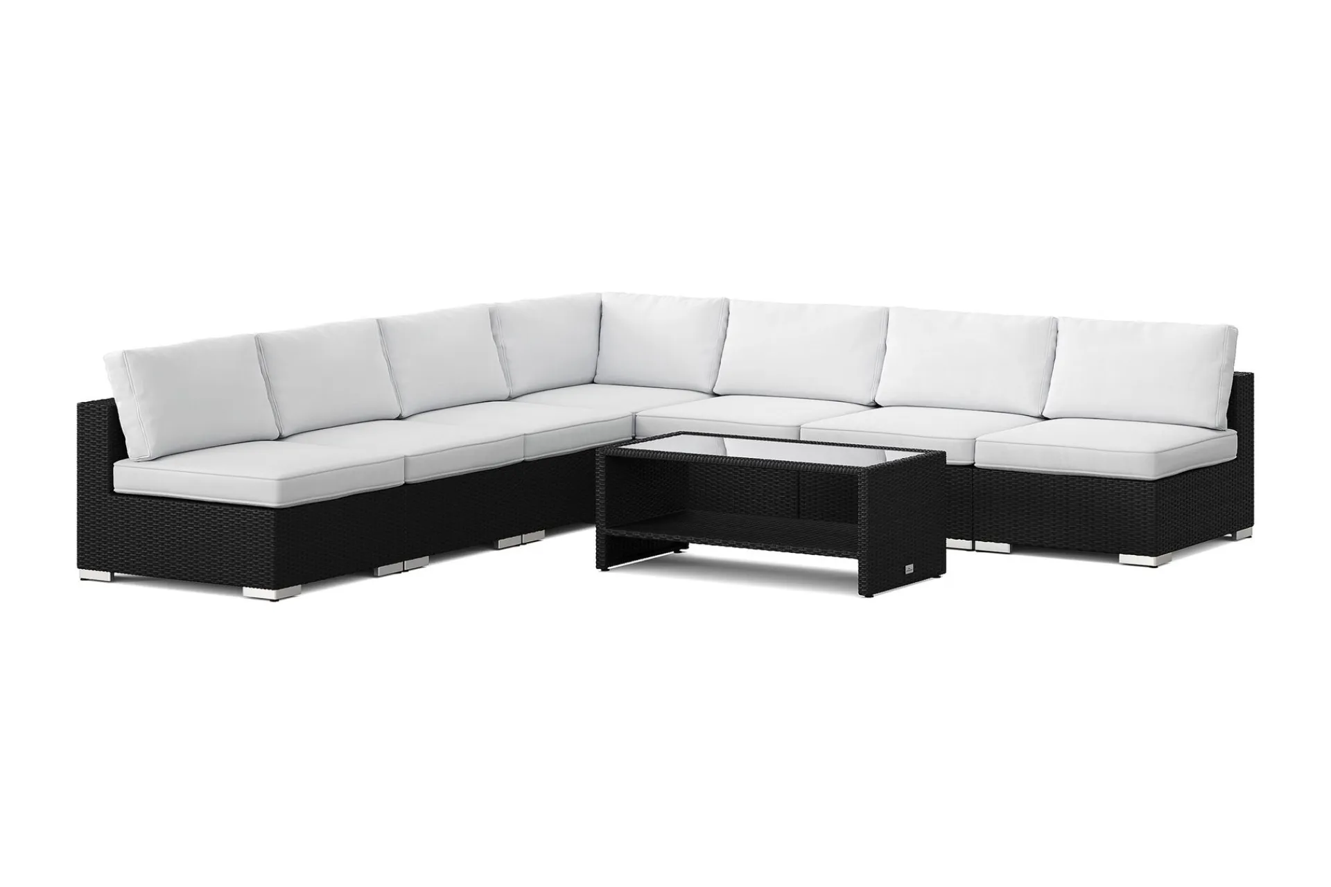 Comfort Garden Loungemøbler Salg|Loungesett-Bahamas utendørs hjørnesofa 7-seters vendbar med åpen avslutning og bord med hylle