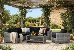 Comfort Garden Veranda & Terrasse-Bahamas utendørs hjørnesofa 6-seters vendbar med lenestol og bord med hylle