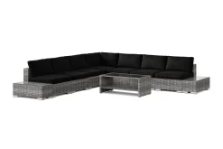 Comfort Garden Veranda & Terrasse|Loungemøbler Salg-Bahamas utendørs hjørnesofa 7-seters vendbar med åpen avslutning og bord med hylle
