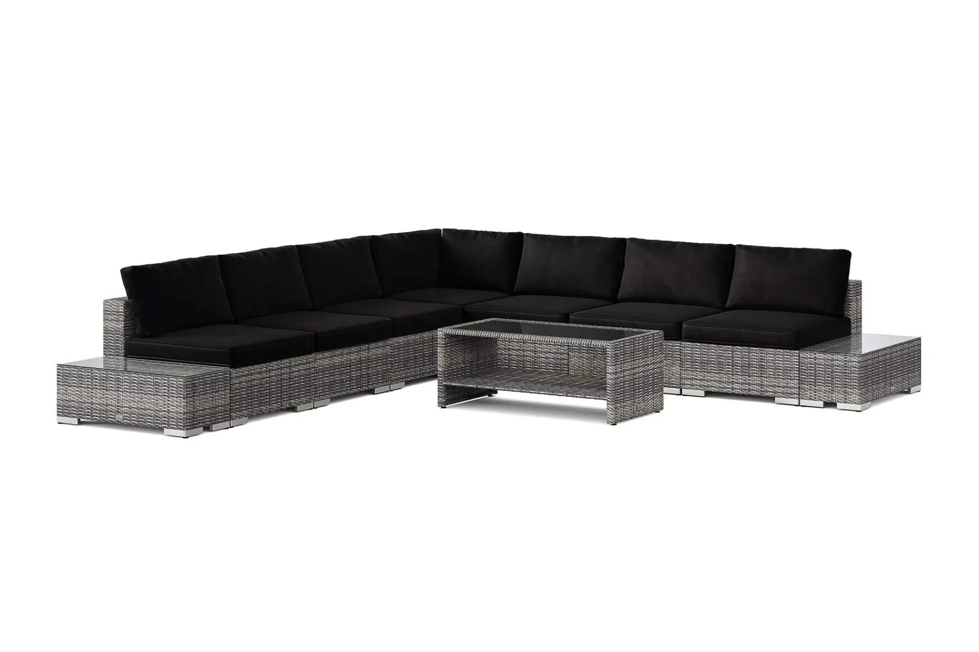 Comfort Garden Veranda & Terrasse|Loungemøbler Salg-Bahamas utendørs hjørnesofa 7-seters vendbar med åpen avslutning og bord med hylle
