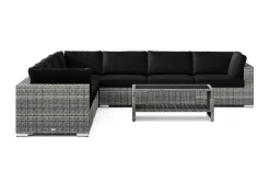 Comfort Garden Veranda & Terrasse-Bahamas utendørs hjørnesofa 7-seters vendbar og bord med hylle