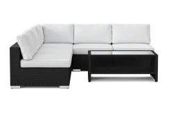Comfort Garden Veranda & Terrasse-Bahamas utendørs hjørnesofa 5-seters vendbar med åpen avslutning og bord med hylle