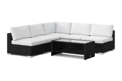 Comfort Garden Veranda & Terrasse-Bahamas utendørs hjørnesofa 5-seters vendbar med åpen avslutning og bord med hylle