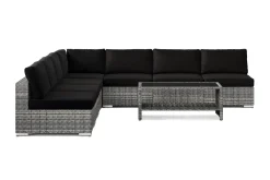 Comfort Garden Bahamas utendørs hjørnesofa 7-seters vendbar med åpen avslutning og bord med hylle