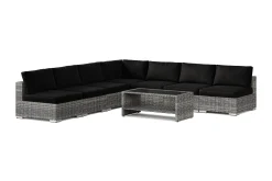 Comfort Garden Bahamas utendørs hjørnesofa 7-seters vendbar med åpen avslutning og bord med hylle