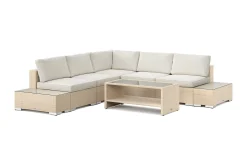 Comfort Garden Bahamas utendørs hjørnesofa 5-seters vendbar med åpen avslutning og bord med hylle