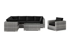Comfort Garden Bahamas utendørs L-sofa høyre 7-seters med lenestol og bord