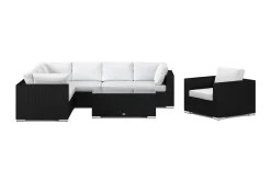 Comfort Garden Bahamas utendørs L-sofa høyre 7-seters med lenestol og bord