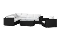 Comfort Garden Bahamas utendørs L-sofa høyre 7-seters med lenestol og bord