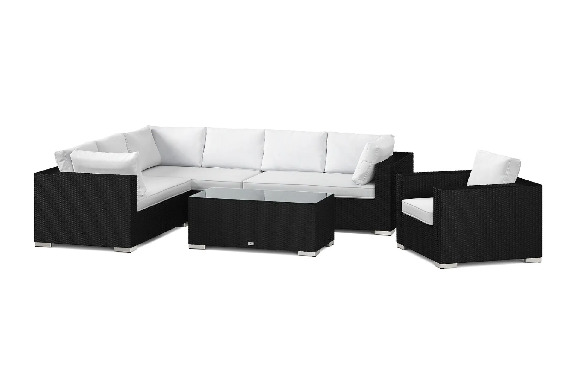 Comfort Garden Bahamas utendørs L-sofa høyre 7-seters med lenestol og bord