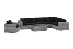 Comfort Garden Bahamas utendørs L-sofa venstre 8-seters med lenestol og bord