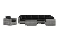 Comfort Garden Bahamas utendørs L-sofa venstre 8-seters med lenestol og bord