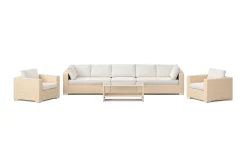 Comfort Garden Loungesett|Loungesett-Bahamas utendørs sofagruppe 7-seters med to lenestoler og bord med hylle