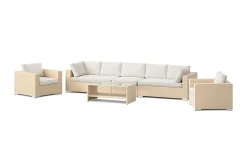 Comfort Garden Bahamas utendørs sofagruppe 6-seters med to lenestoler og bord med hylle