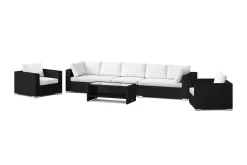 Comfort Garden Bahamas utendørs sofagruppe 7-seters med to lenestoler og bord med hylle