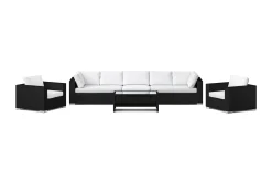 Comfort Garden Bahamas utendørs sofagruppe 7-seters med to lenestoler og bord med hylle