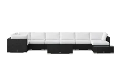 Comfort Garden Bahamas utendørs U-sofa 8-seters vendbar divan med åpen avslutning og bord