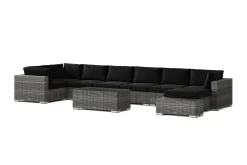 Comfort Garden Bahamas utendørs U-sofa 8-seters vendbar divan med åpen avslutning og bord