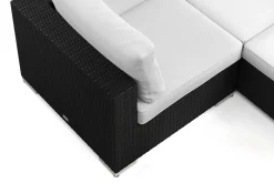 Comfort Garden Bahamas utendørs U-sofa 8-seters vendbar divan med åpen avslutning og bord med hylle