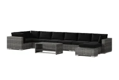 Comfort Garden Veranda & Terrasse-Bahamas utendørs U-sofa 8-seters vendbar divan med åpen avslutning og bord med hylle