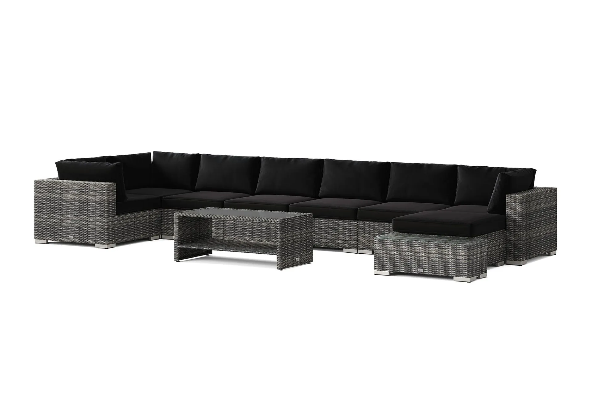 Comfort Garden Veranda & Terrasse-Bahamas utendørs U-sofa 8-seters vendbar divan med åpen avslutning og bord med hylle