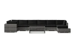 Comfort Garden Veranda & Terrasse-Bahamas utendørs U-sofa 8-seters vendbar divan med åpen avslutning og bord med hylle