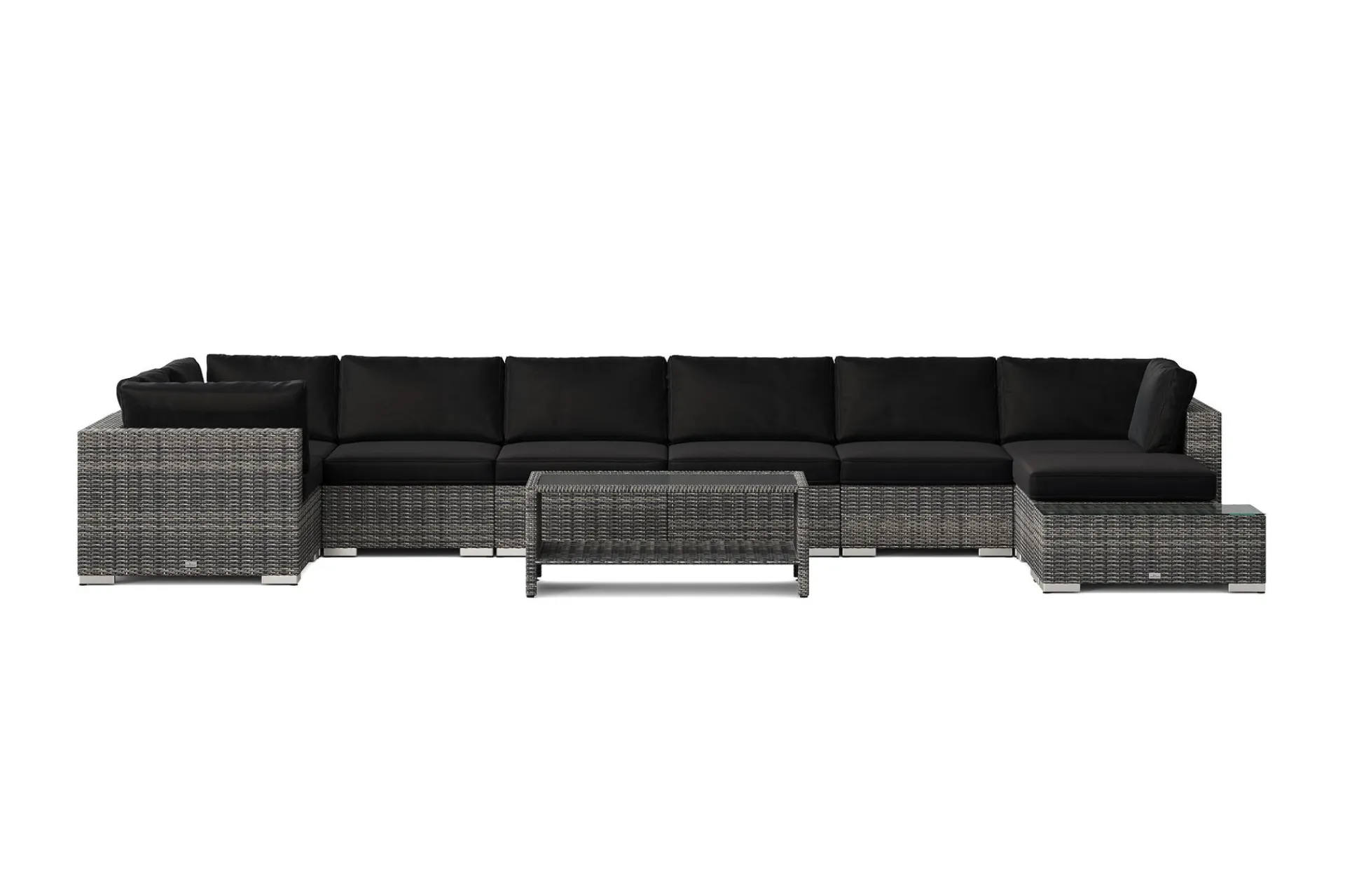 Comfort Garden Veranda & Terrasse-Bahamas utendørs U-sofa 8-seters vendbar divan med åpen avslutning og bord med hylle