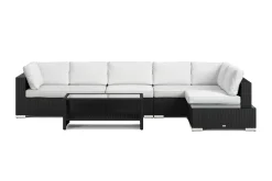 Comfort Garden Bahamas utesofa 6-seters vendbar sjeselong med avslutning og bord med hylle