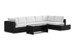Comfort Garden Bahamas utesofa 6-seters vendbar sjeselong med avslutning og bord med hylle