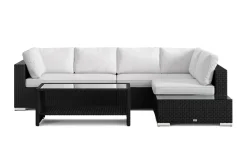 Comfort Garden Veranda & Terrasse-Bahamas utesofa 5-seters vendbar sjeselong med avslutning og bord med hylle