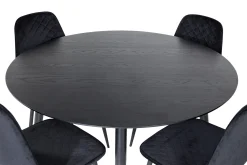 Venture Home Spisegrupper-Balisa Spisegruppe 115 cm Rund inkl. 4 Ypas Stoler Svart