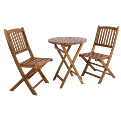 Cafesett|Balkonggrupper-Balkongsett HOME4YOU Gwen bord D60 cm og 2 stoler Brun