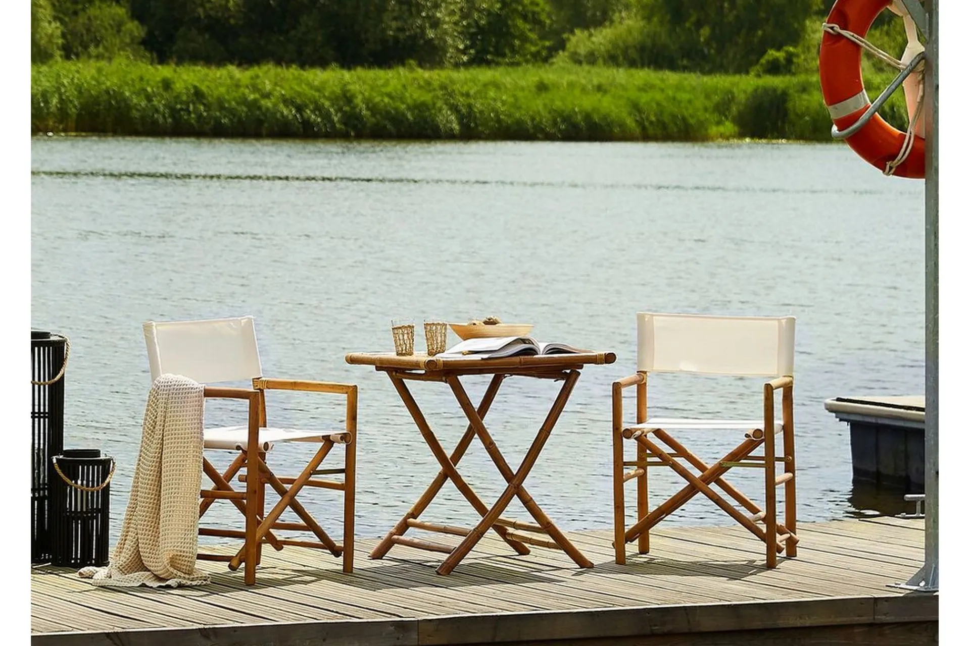 Cafesett|Balkonggrupper-Balkongsett Hvit/ beige MOLISE / SPELLO Tre/Natur