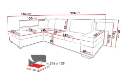 Bangkok Divansovesofa 274x182x83 cm