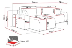 Sofa Med Sjeselong-Barile Sofa med Divan 3-seter Grey