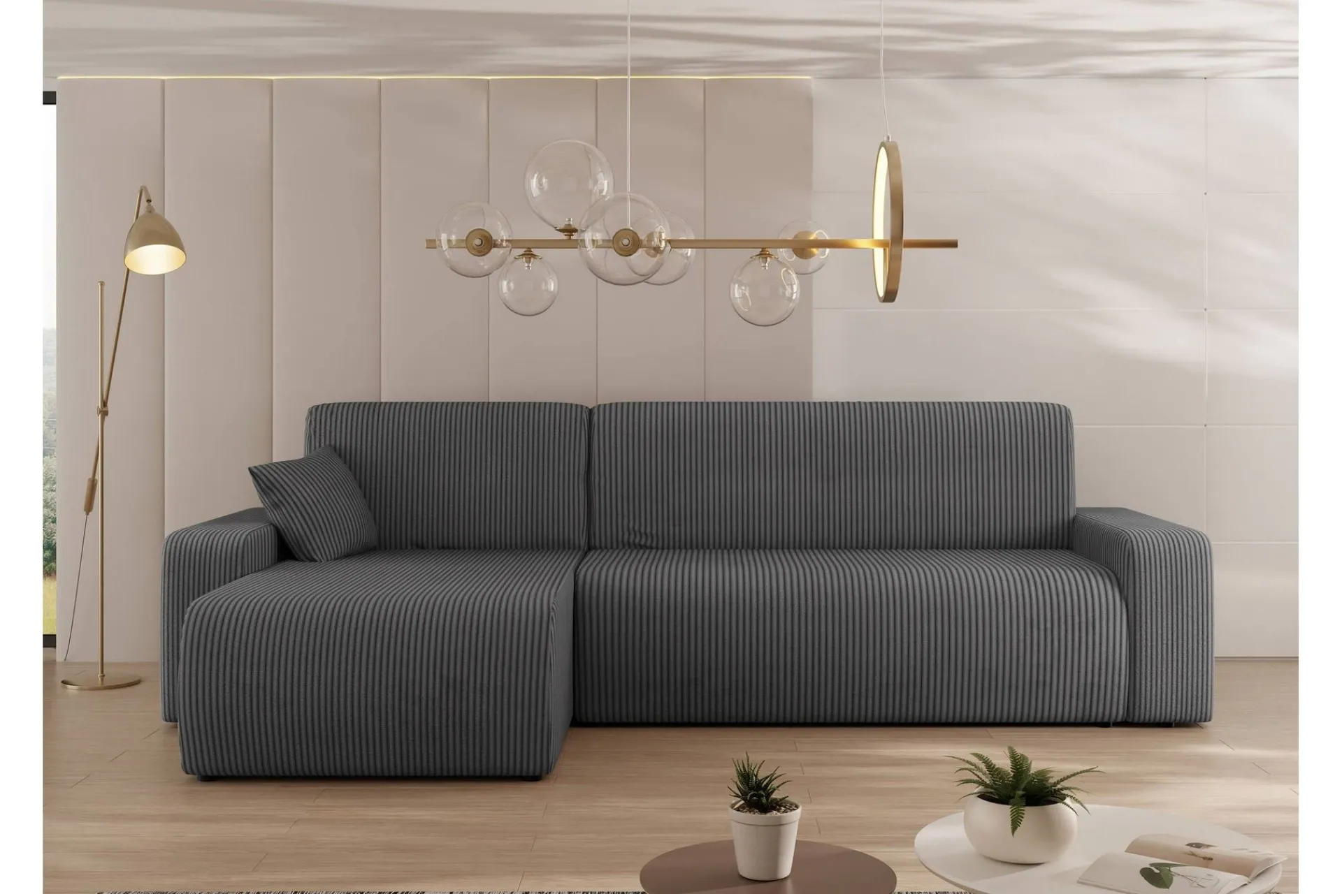 Sofa Med Sjeselong-Barile Sofa med Divan 3-seter Grey