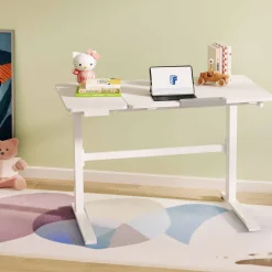 Barnebord-Barneskrivebord HOME4YOU Ergo Kid med 1 motor 112x60x56-80 cm Hvit