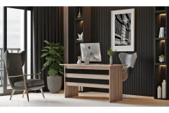 Kontorbord-Barrock Skrivebord 140 cm Natur,Svart