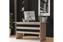 Kontorbord-Barrock Skrivebord 140 cm Natur,Svart
