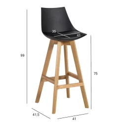 Barmøbler|Barstoler-Barstol HOME4YOU Sonja 150x40xh74 cm, melamin med eikebark svart