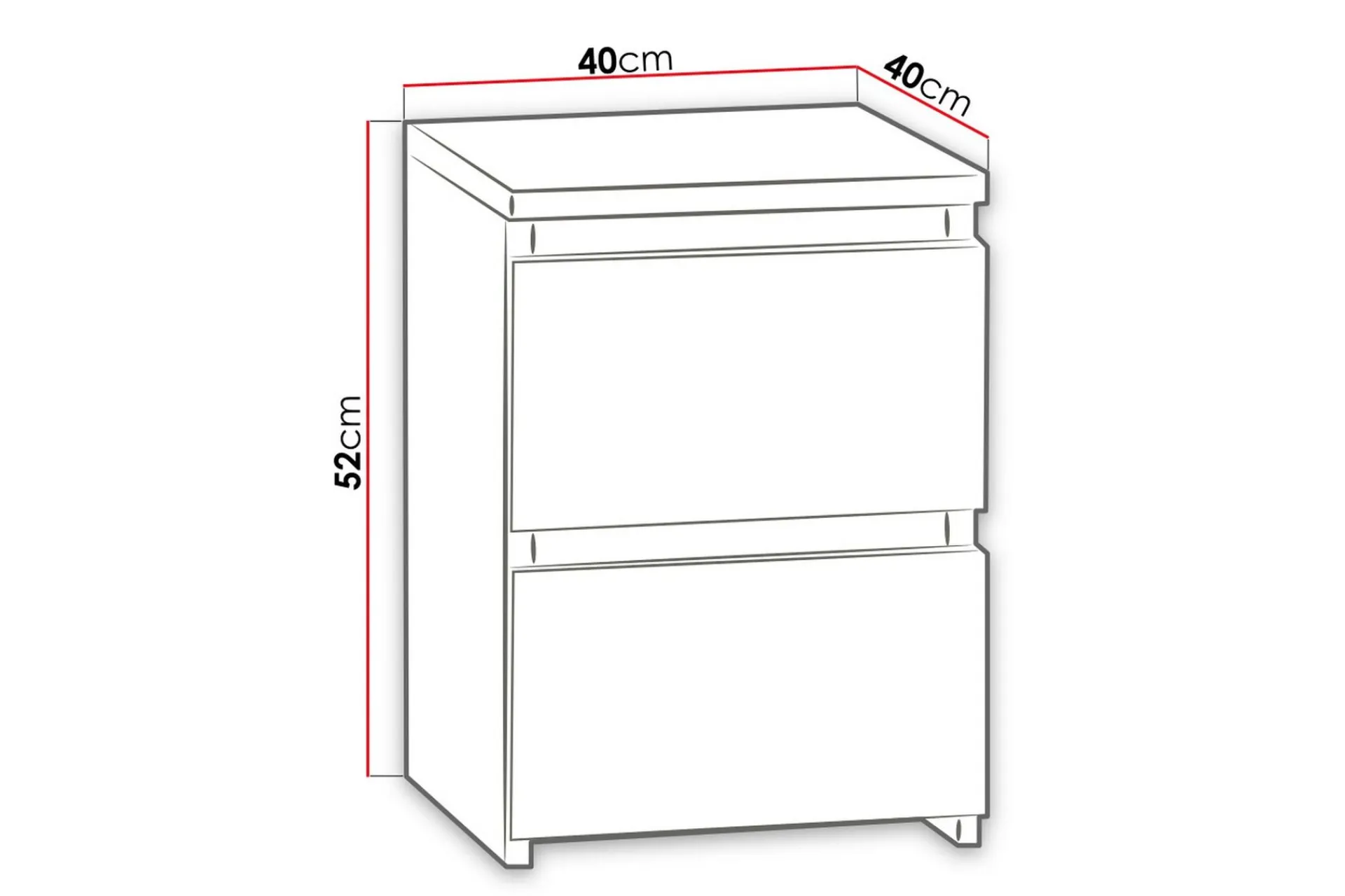 Basildon Nattbord 30 cm med Oppbevaring 2 Skuffer