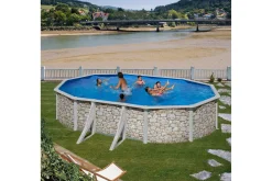 Planet Pool Bassengsett Classic Steinimitasjon Oval 5 x 3 x 1,2 m