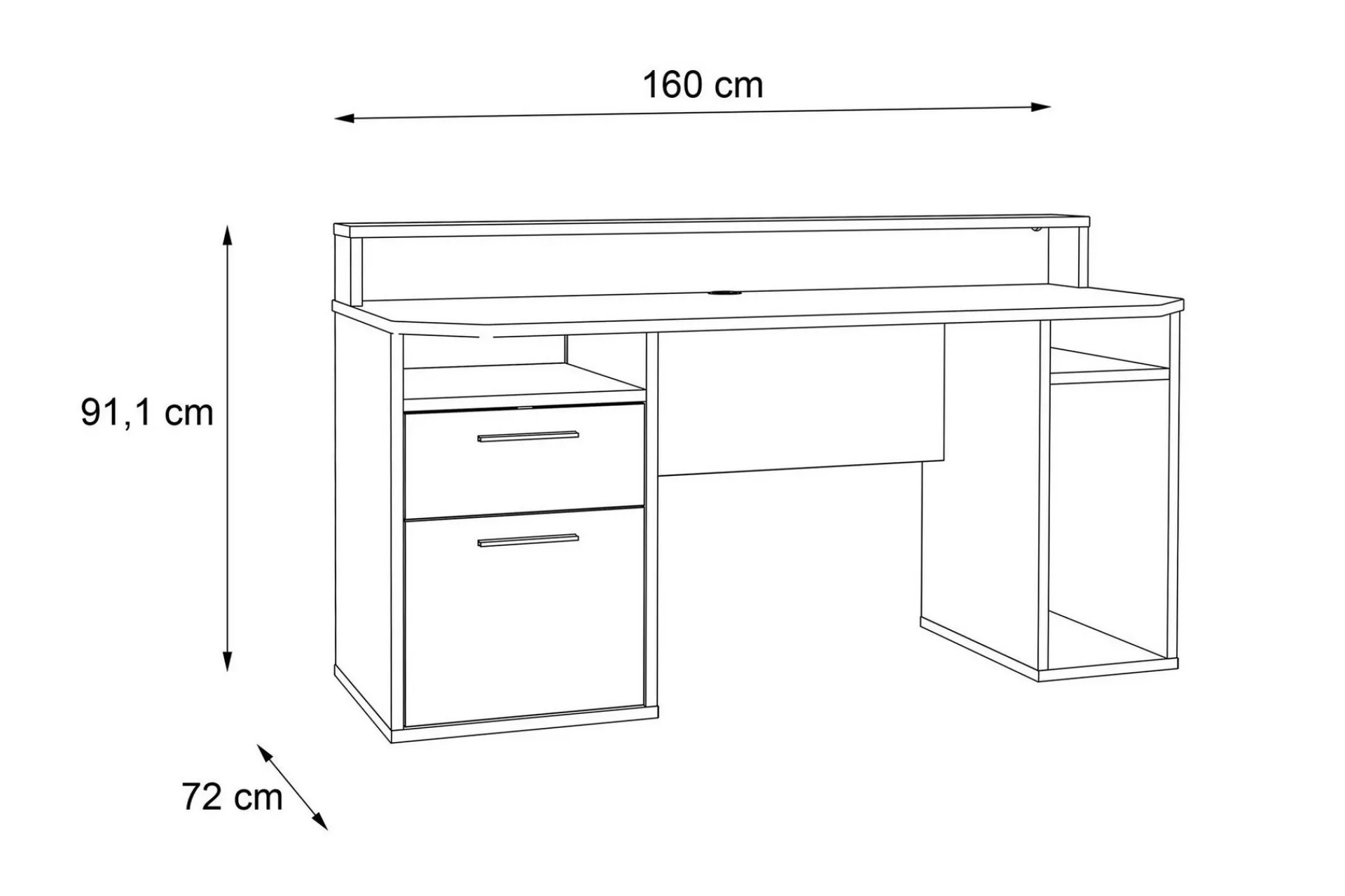 Kontorbord-Bays Gaming Skrivebord 160 cm Svart